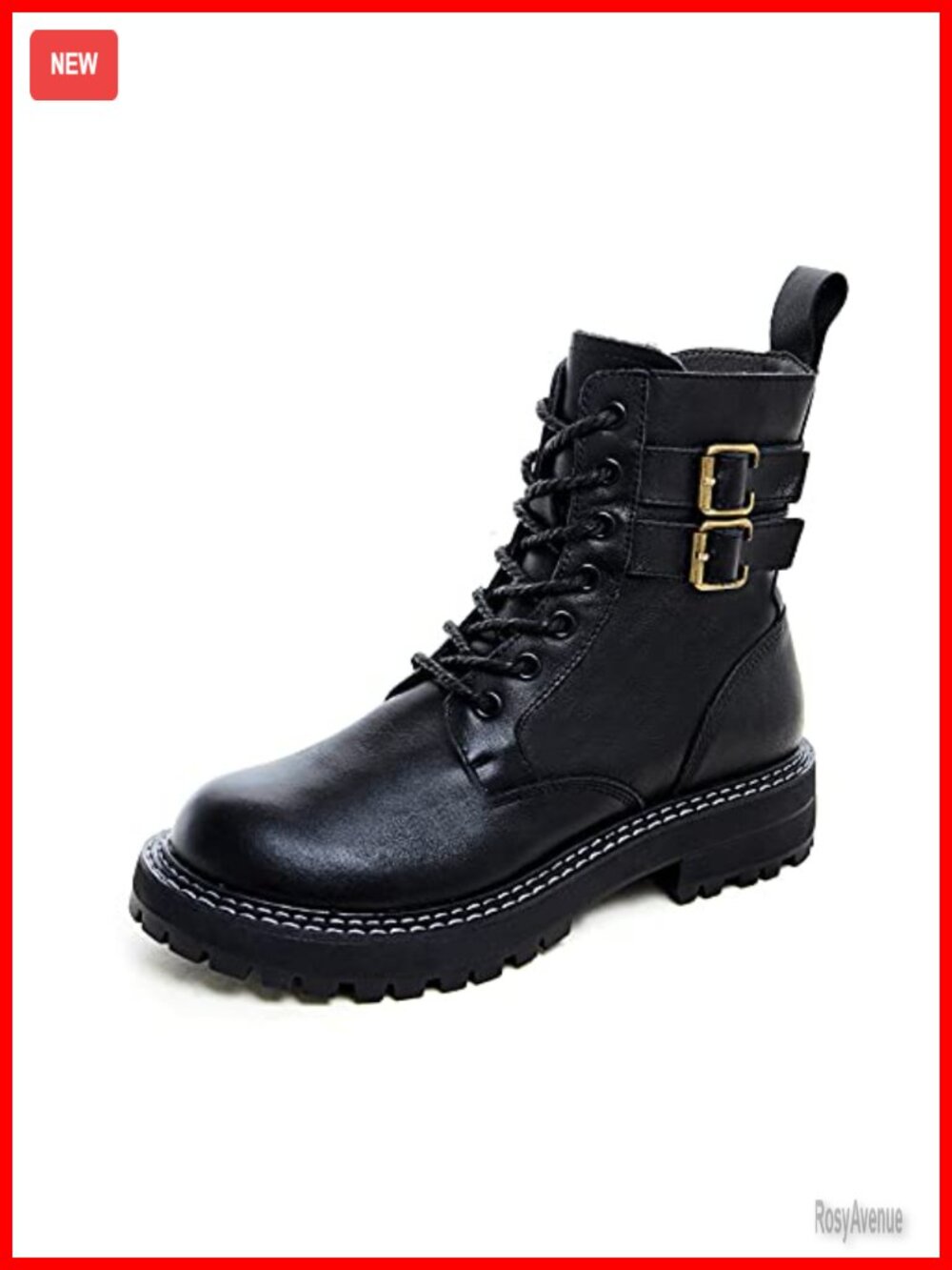 Real Leather Ankle Boots Low Heel Lace Up Booties